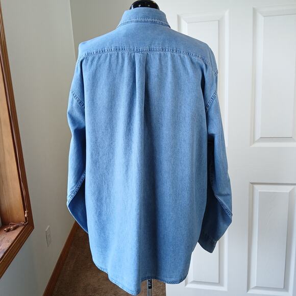 Harriton Long-Sleeve Light Denim Shirt Mens 2XL cotton work Unified Grocers - Picture 4 of 14